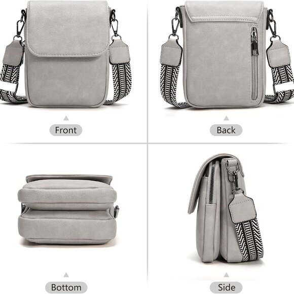 Small Crossbody Bag Women PU Leather Compact Organizer Purse for Travel - Picture 4 of 7